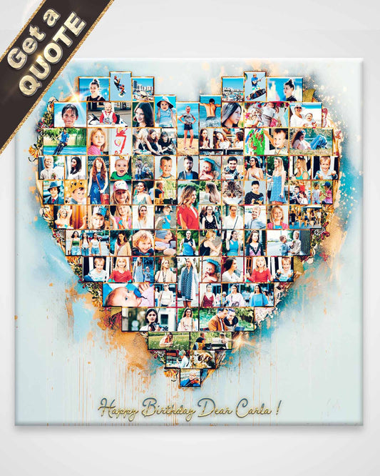 Herzförmige Fotocollage | Die Kunst der Liebe | Kostenlose Beratung mit einem engagierten Künstler | Professionelles Drucken | Maßgeschneiderte Kunstwerk-Collagen | Design-Referenz: HSC705